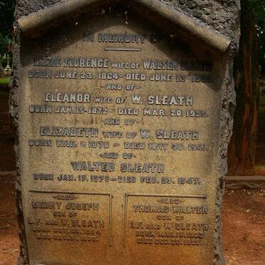 SLEATH Walter 1870-1947 &amp; Lizzie Florence 1864-1909 &amp; Eleanor 1872-1925 &amp; Elizabeth 1870-1941