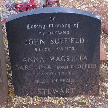 SUFFIELD John 1910-1975 &amp; Anna Magrieta Carolina KLOPPERS 1912-1990