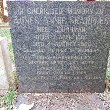 SHARPLES Agnes Anne nee COUCHMAN 1890-1966