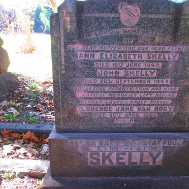 SKELLY John -1944 & Ann Elizabeth -1943 :: VAN ROOT Lorence Jane -1966 :: STAGPOOL Allen Bartlett 1897-1983