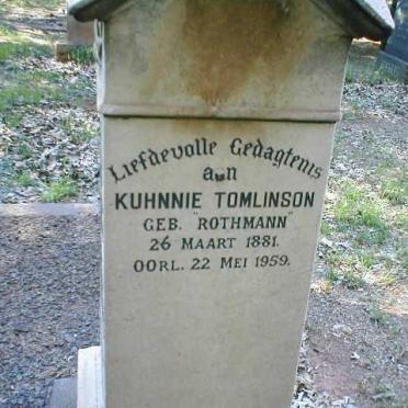 TOMLINSON Kuhnnie nee ROTHMANN 1881-1959