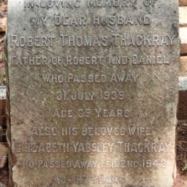 THACKRAY Robert Thomas -1939 &amp; Elizabeth Yabsley -1942