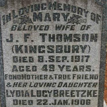 THOMSON Mary -1917 :: BREETZKE Lydia Lucy -1906