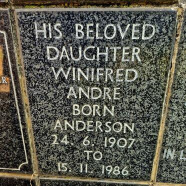 ANDRE Winifred nee ANDERSON 1907-1986