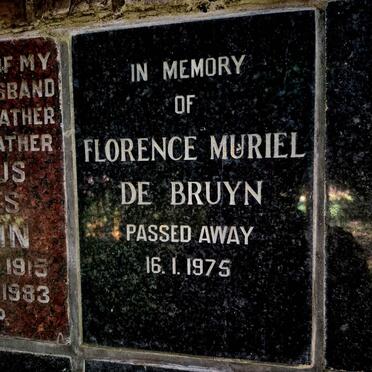 BRUYN Florence Muriel, de -1975
