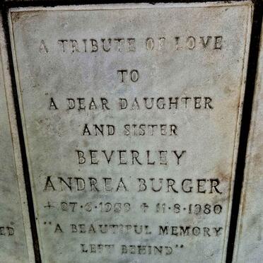 BURGER Beverley Andrea 1959-1980