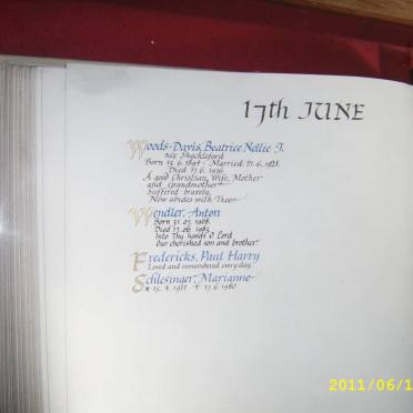 Crematorium Register extract - 17th June