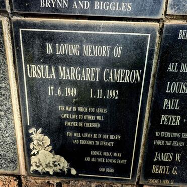 CAMERON Ursula Margaret 1949-1992