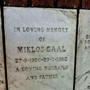 GAAL Miklos 1926-1980