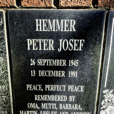 HEMMER Peter Josef 1945-1991
