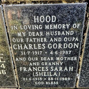 HOOD Charles Gordon 1917-1987 & Frances Sarah 1915-1989