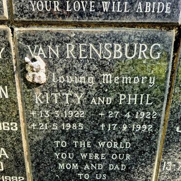 RENSBURG Phil, van 1922-1992 & Kitty 1922-1985