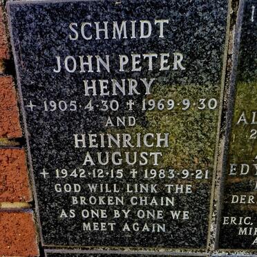 SCHMIDT John Peter Henry 1905-1969 :: SCHMIDT Heinrich August 1942-1983