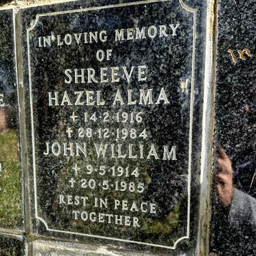 SHREEVE John William 1914-1985 & Hazel Alma 1916-1984