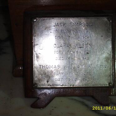 SIMPSON Jack 1891-1954 :: WILSON Clara 18?2-1942 :: WILSON Thomas William 1858-1947