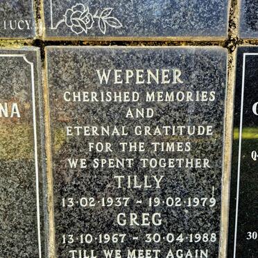 WEPENER Tilly 1937-1979 :: WEPENER Greg 1967-1988