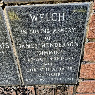 WELCH James Henderson 1905-1966 & Christina Jane 1907-1988