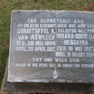 ASWEGEN Christoffel A., van 1854-1912 &amp; Susara Cornelia Hendrina 1857-1934