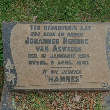 ASWEGEN Johannes Henning, van 1924-1940