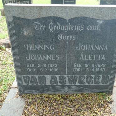 ASWEGEN Henning Johannes, van 1873-1939 &amp; Johanna Aletta 1878-1940
