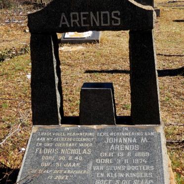 ARENDS Floris Nicholas -1940 &amp; Johanna M. 1889-1974