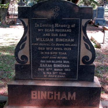 BINGHAM William -1935 &amp; Sarah -1963