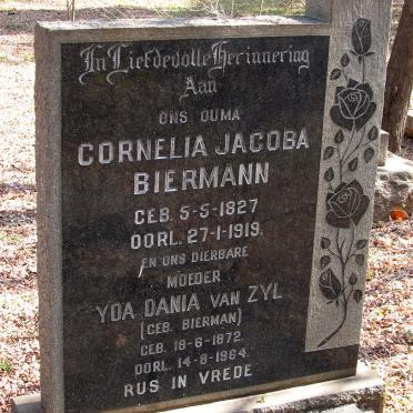 BIERMANN Cornelia Jacoba 1827-1919 :: VAN ZYL Yda Dania nee BIERMAN 1872-1964