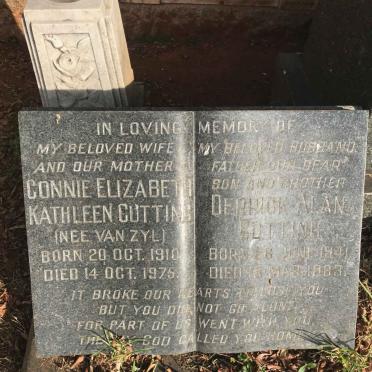 CUTTING Derrick Alan 1941-1983 &amp; Connie Elizabeth Kathleen VAN ZYL 1910-1975