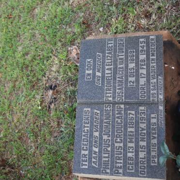 CROUCAMP Phillipus Johannes Petrus 1867-1931 &amp; Petronella Elizabeth Susanna VAN TONDER 1868-1945