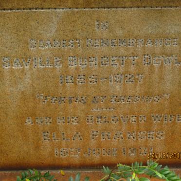 DOWLING Saville Burdett 1855-1927 &amp; Ella Frances -1931