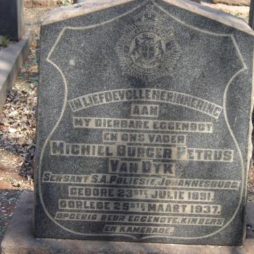 DYK Michiel Burger Petrus, van 1891-1937