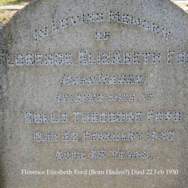 FORD Florence Elizabeth nee HADEN -1930