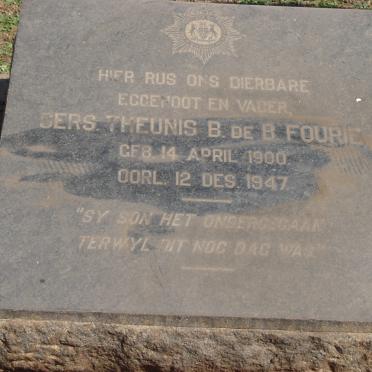 FOURIE Theunis B.de B. 1900-1947