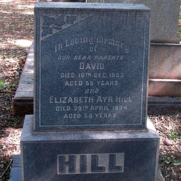 HILL David -1933 &amp; Elizabeth Ayr -1934