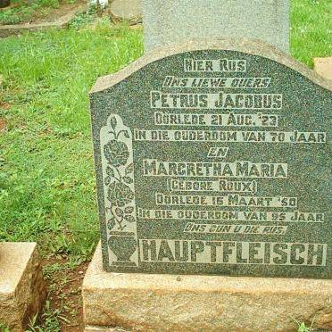 HAUPTFLEISCH Petrus Jacobus -1923 &amp; Margretha Maria ROUX -1950