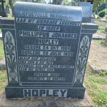 HOPLEY Phillippus Johannes 1904-1939
