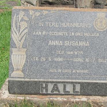 HALL Anna Susanna nee VAN WYK 1896-1932