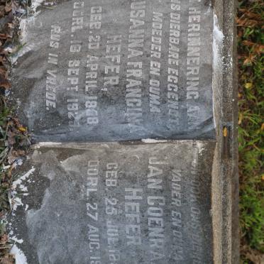 HEFER Jan Coenraad 1858-1943 &amp; Susanna Francina 1858-1929
