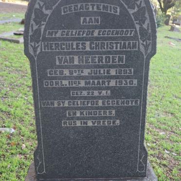 HEERDEN Hercules Christiaan, van 1893-1930