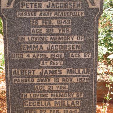 JACOBSEN Peter -1943 &amp; Emma -1946 :: MILLAR Albert James -1929 :: MILLAR Cecilia -1944