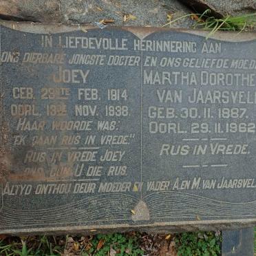 JAARSVELD Martha Dorothea, van 1887-1962 :: VAN JAARSVELD Joey  1914-1938