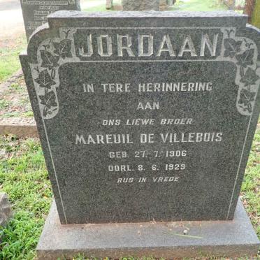 JORDAAN Mareuil De Villiers 1906-1929