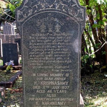 KRISHNASAMY H. -1927 :: NARANSAMY K. -1938