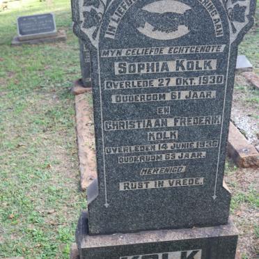 KOLK Christiaan Frederik -1936 &amp; Sophia -1930