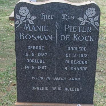KOCK Pieter, de -1913 :: BOSMAN Manie 1957-1957