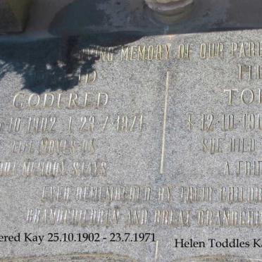 KAY David Godfred 1902-1971 &amp; Helen Toddles 1901-1980
