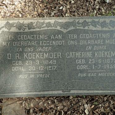KOEKEMOER D.R. 1849-1917 &amp; Catherine 1872-1959