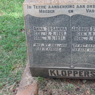 KLOPPERS Jacobus Stefanus 1860-1947 &amp; Anna Susanna 1866-1931
