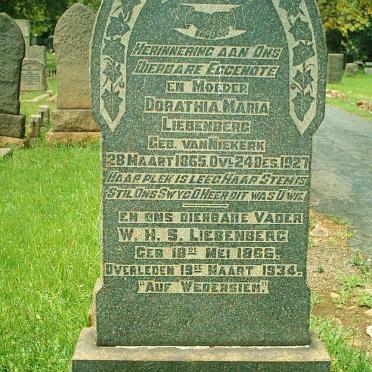 LIEBENBERG W.H.S. 1866-1934 &amp; Dorathia Maria VAN NIEKERK 1865-1927