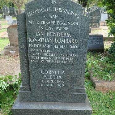 LOMBARD Jan Henderik Jonathan 1891-1940 &amp; Cornelia Aletta 1899-1990